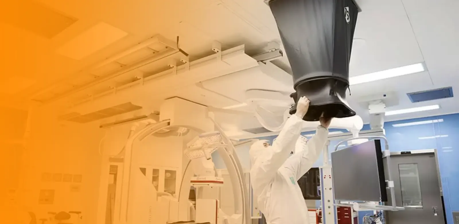 Specialist working with a cleanroom air system